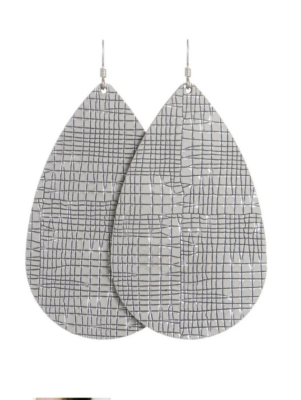 Nickel & Suede Moonstone Trellis Teardrops Earrings size Medium